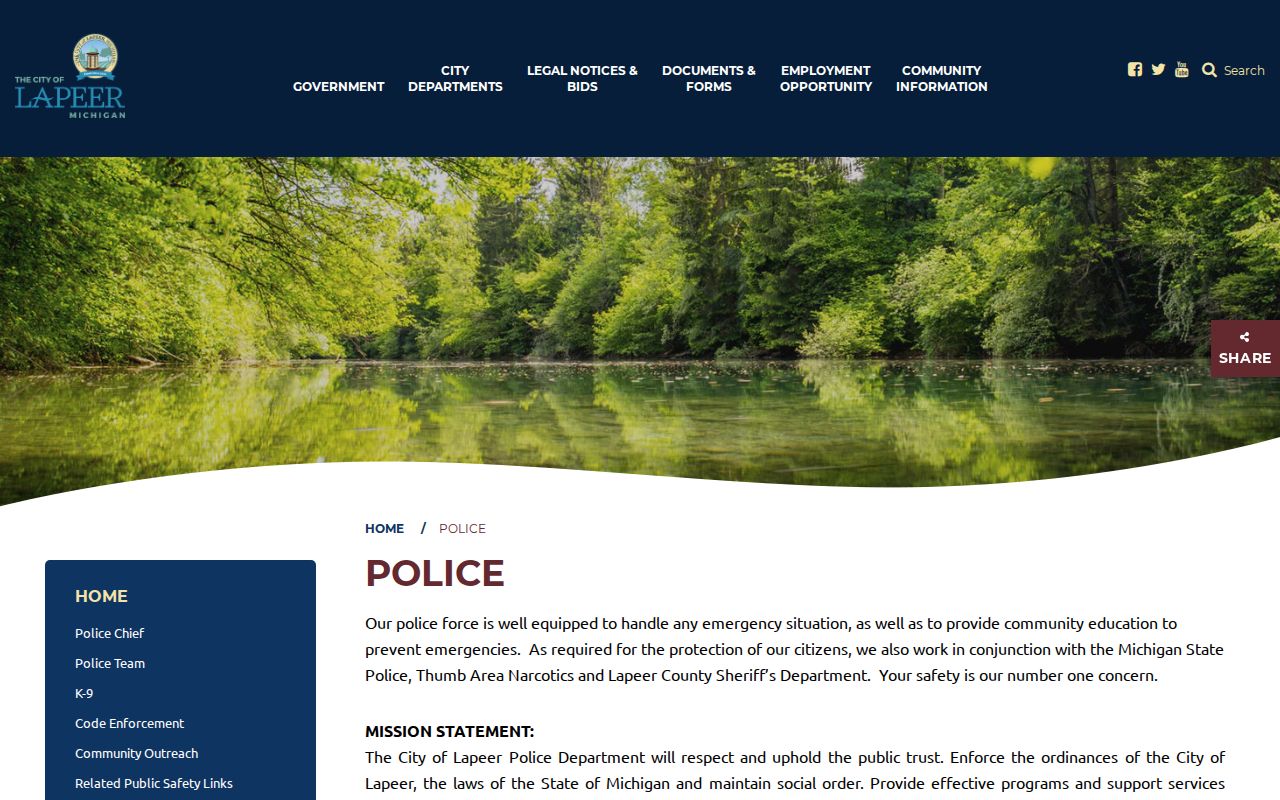 City of Lapeer Police Department official webpage