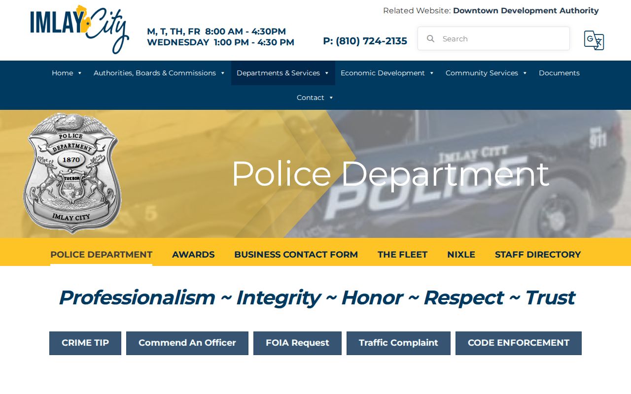 Official Imlay City Police Department webpage